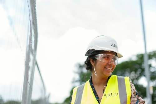Female civil engineer on site