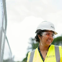 Female civil engineer on site