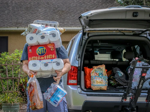 Stocking up during the coronavirus shortage. Getting the essentials.