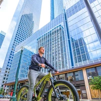 Planning the next move with a fat tire ebike in the city.