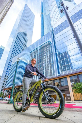 Planning the next move with a fat tire ebike in the city.