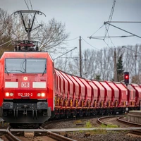 DB Cargo Freight Train on a curve