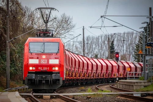DB Cargo Freight Train on a curve