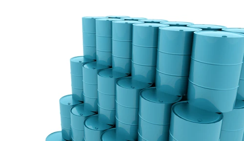 Blue,Petrol,Barrels,On,White,Background,Rendered