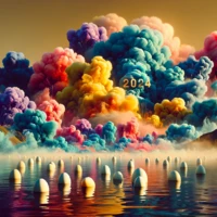 DALL·E 2024-01-04 10.02.53 - A landscape submerged in water with clouds of brightly colored blue, purple, pink, and yellow smoke hovering above, in the style of cinematic Ultra Pa 1000 x 571